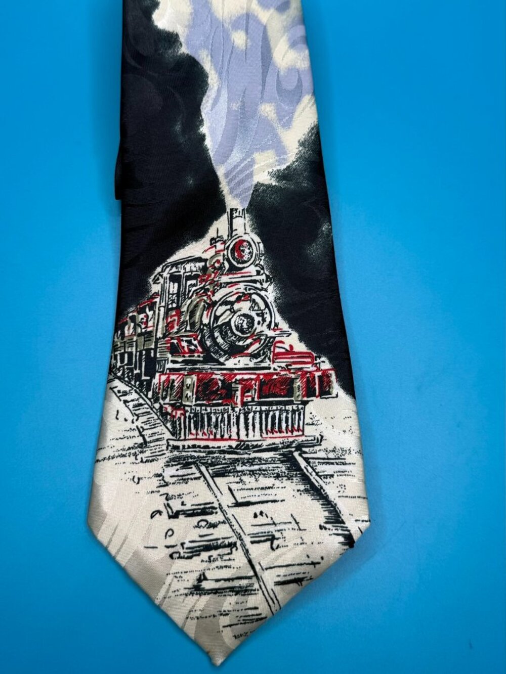 Vintage Steven Harris Steam Engine Locomotive Men's Neck Tie